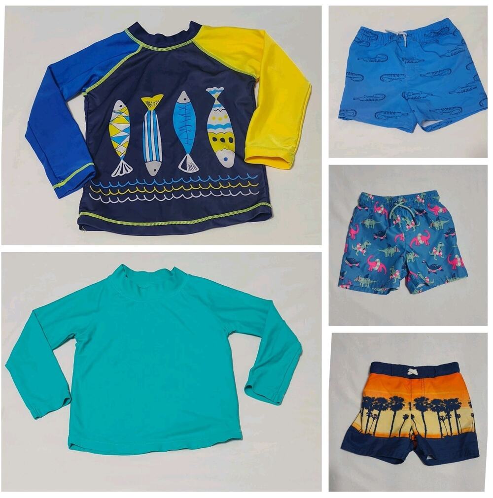 2T Boy Swim Bundle- Cat & Jack, Simple Joy, Wonder Nation Shorts & Rash Guards